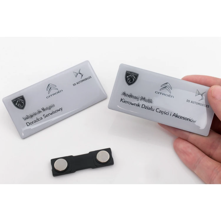 Steel ID Badge Coated with Resin - 80x40mm - ID098 - UV Printing and Doming