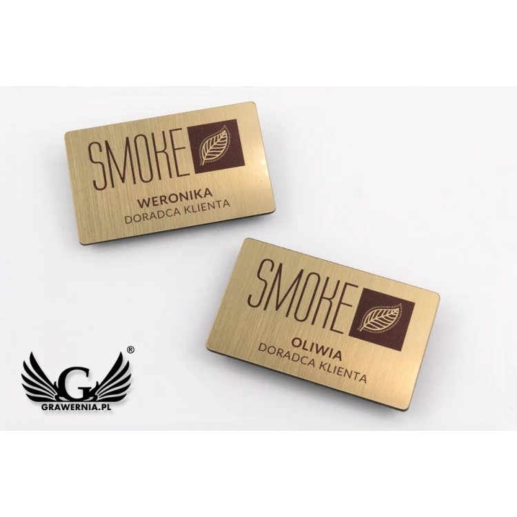 UV Print Badge - big - gold color - 65x40mm - ID091