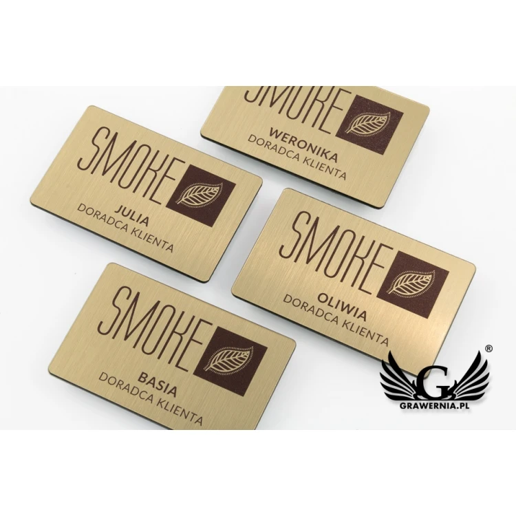 UV Print Badge - big - gold color - 65x40mm - ID091