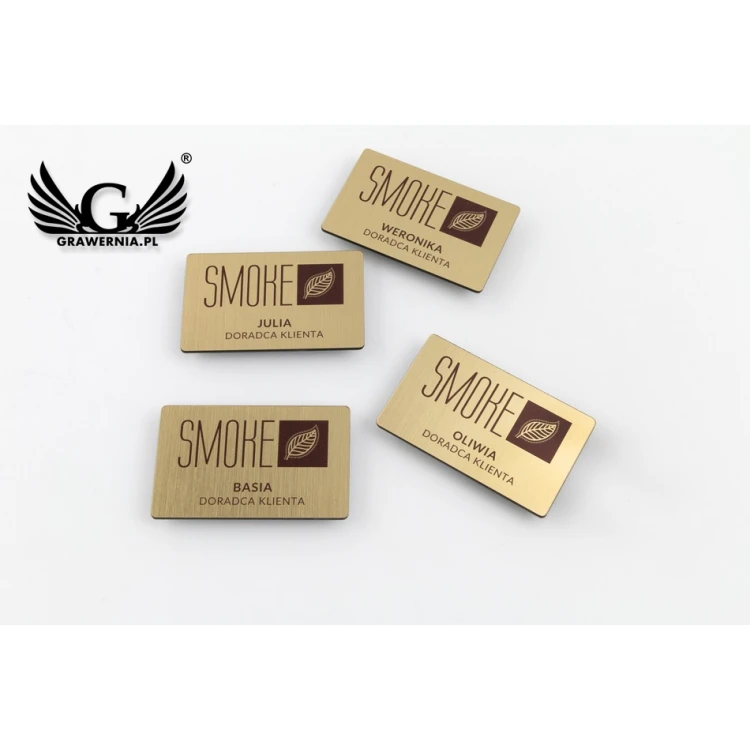 UV Print Badge - big - gold color - 65x40mm - ID091