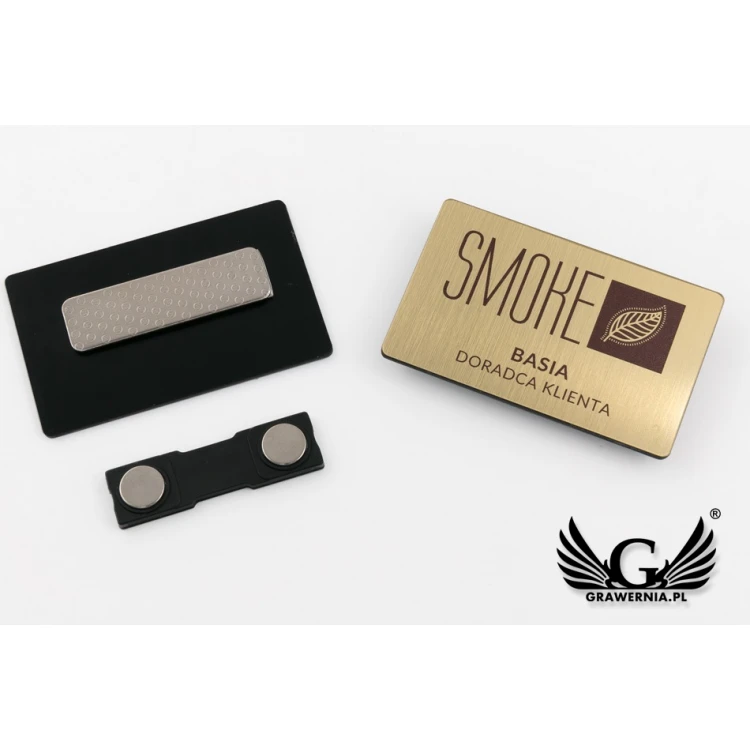 UV Print Badge - big - gold color - 65x40mm - ID091