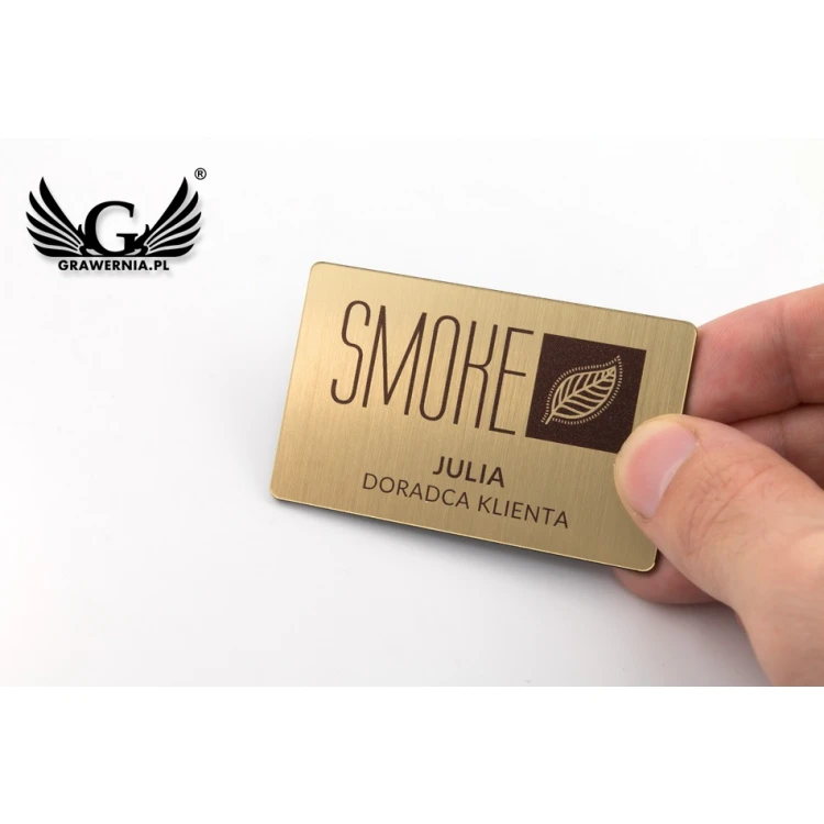 UV Print Badge - big - gold color - 65x40mm - ID091