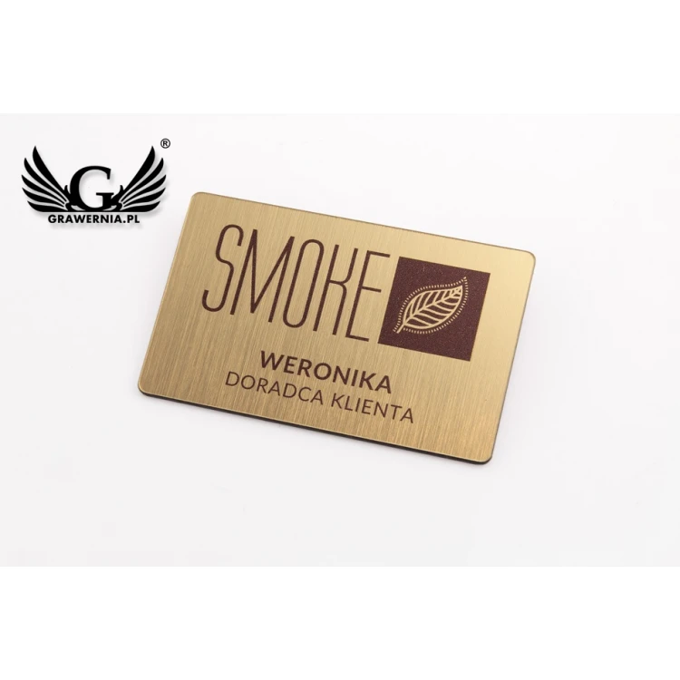 UV Print Badge - big - gold color - 65x40mm - ID091