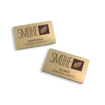 UV Print Badge - big - gold color - 65x40mm - ID091