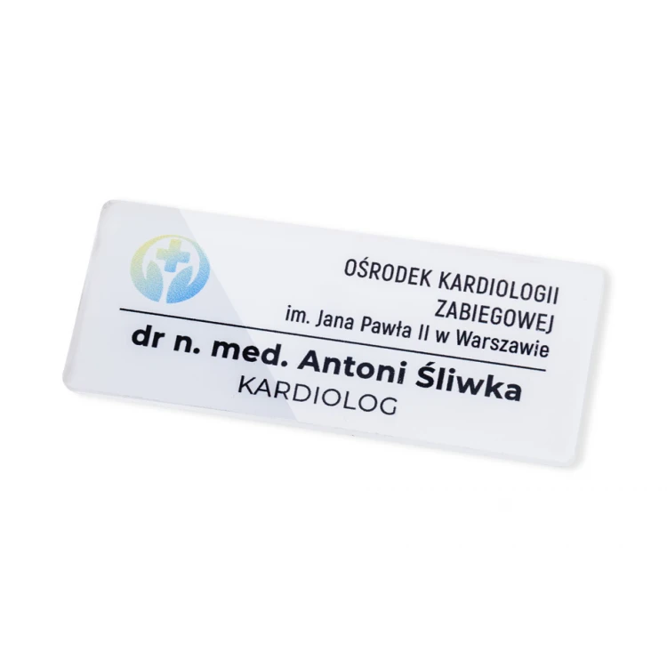 UV Print ID Badge - Transparent Plexi - Size 75x30mm - ID135