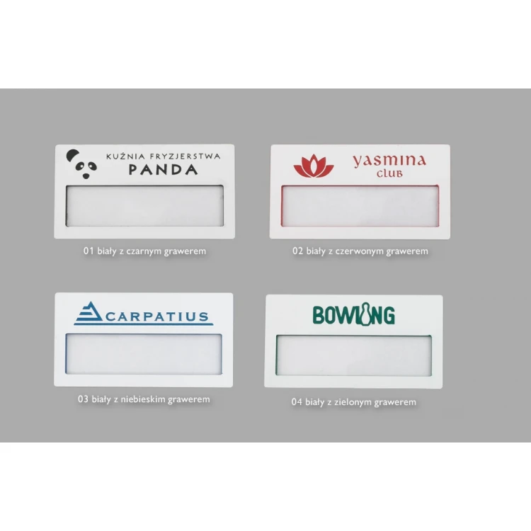 ID Badge with Window - White with Colorful Engraving - M - Size 67x35mm - ID070