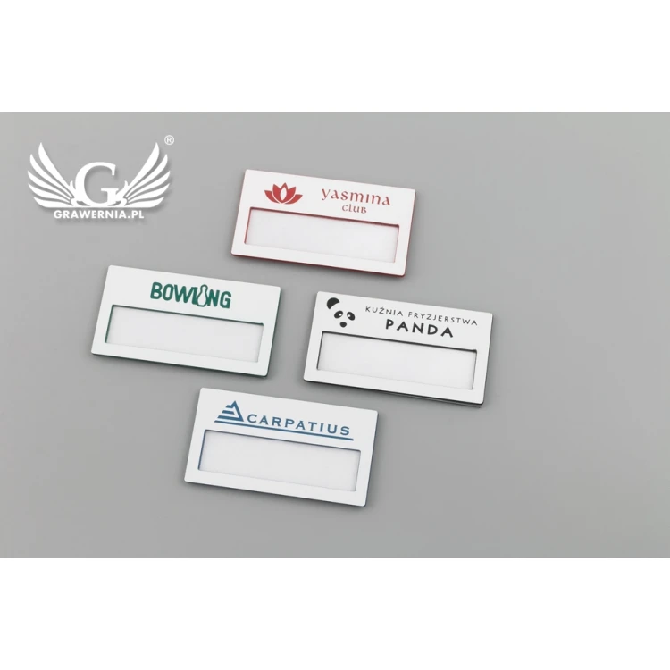 ID Badge with Window - White with Colorful Engraving - M - Size 67x35mm - ID070