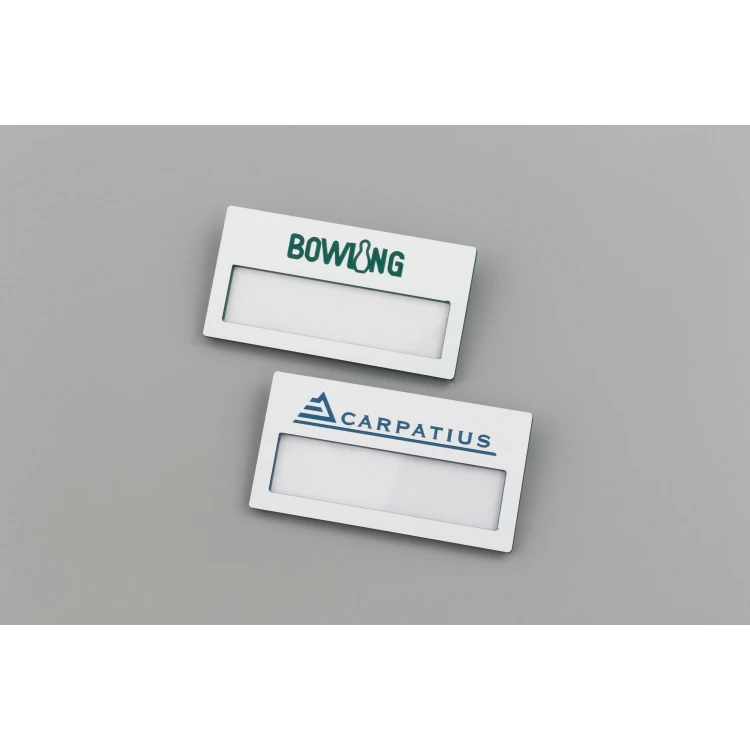 ID Badge with Window - White with Colorful Engraving - M - Size 67x35mm - ID070