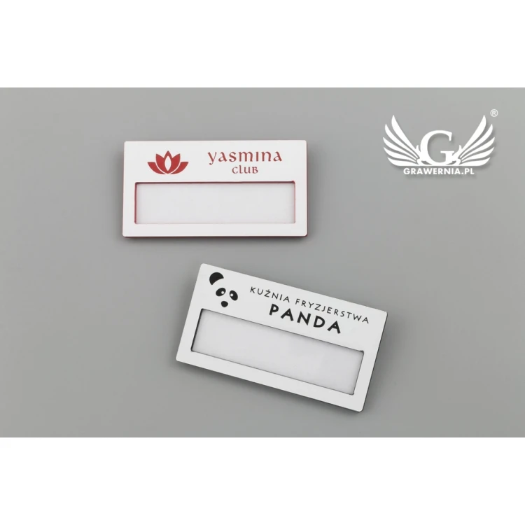 ID Badge with Window - White with Colorful Engraving - M - Size 67x35mm - ID070