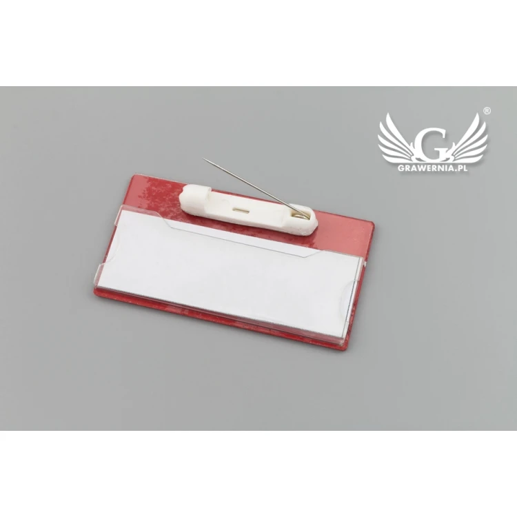 ID Badge with Window - White with Colorful Engraving - M - Size 67x35mm - ID070
