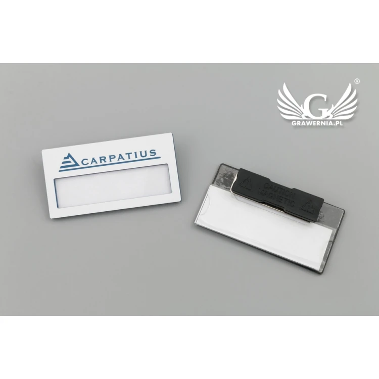 ID Badge with Window - White with Colorful Engraving - M - Size 67x35mm - ID070