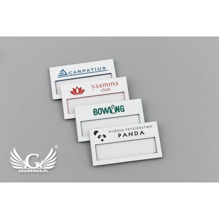 ID Badge with Window - White with Colorful Engraving - B - Size 67x40mm - ID071