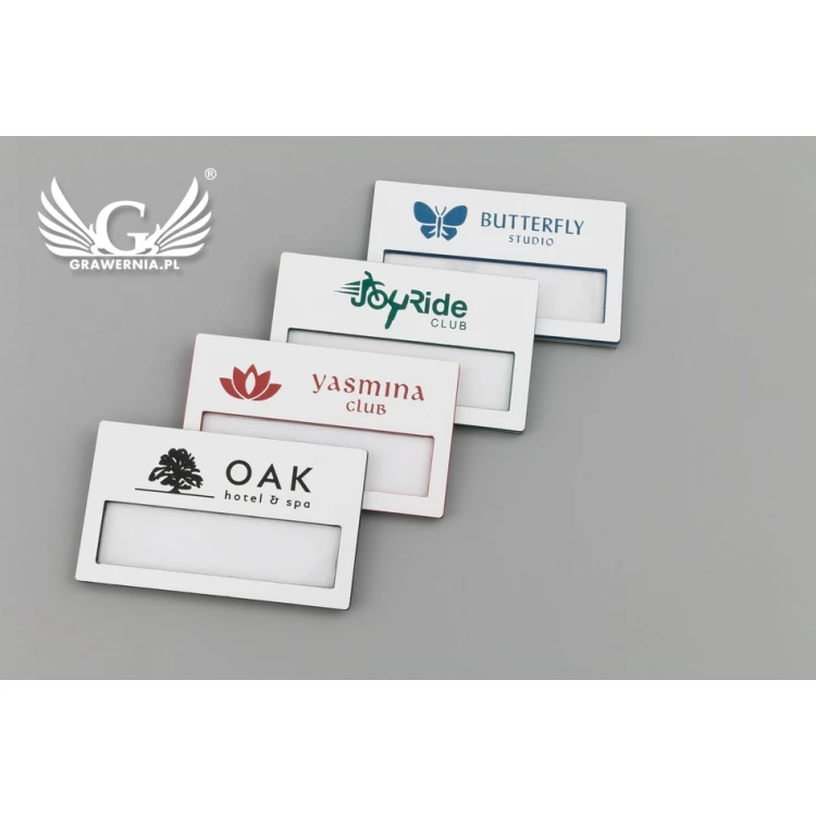 ID Badge with Window - White with Colorful Engraving - B - Size 67x40mm - ID071