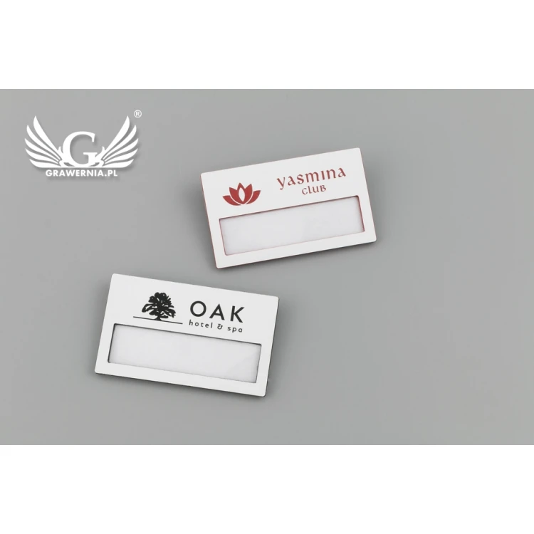ID Badge with Window - White with Colorful Engraving - B - Size 67x40mm - ID071