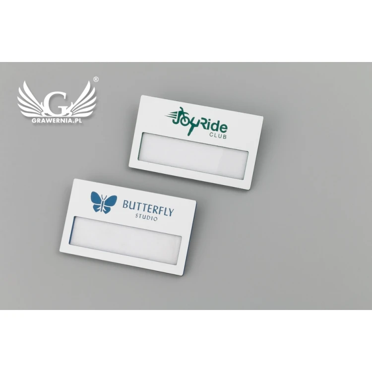 ID Badge with Window - White with Colorful Engraving - B - Size 67x40mm - ID071