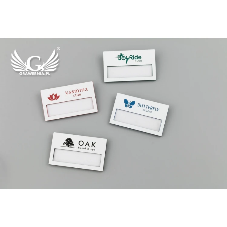 ID Badge with Window - White with Colorful Engraving - B - Size 67x40mm - ID071
