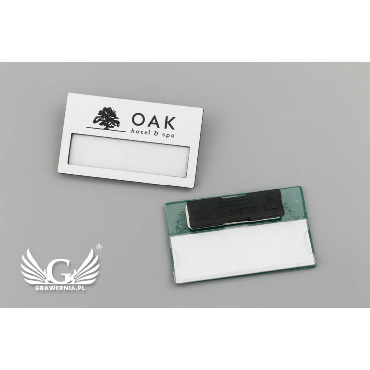 ID Badge with Window - White with Colorful Engraving - B - Size 67x40mm - ID071
