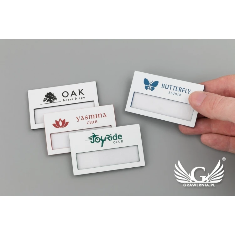 ID Badge with Window - White with Colorful Engraving - B - Size 67x40mm - ID071