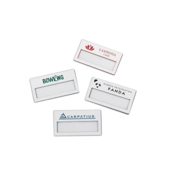 ID Badge with Window - White with Colorful Engraving - M - Size 67x35mm - ID070