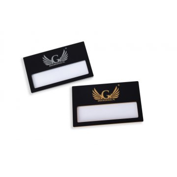 ID Badge with Window - Black with Gold or Silver Engraving - B - Size 67x40mm - ID103