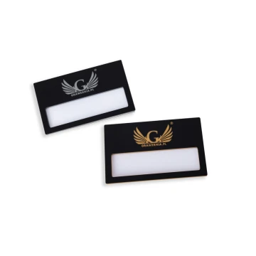 ID Badge with Window - Black with Gold or Silver Engraving - B - Size 67x40mm - ID103