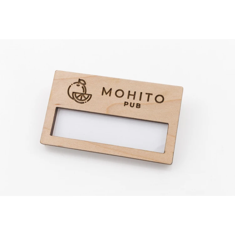 Wooden ID Badge with Window - Premium Maple Wood - Size: 67x40mm - ID099