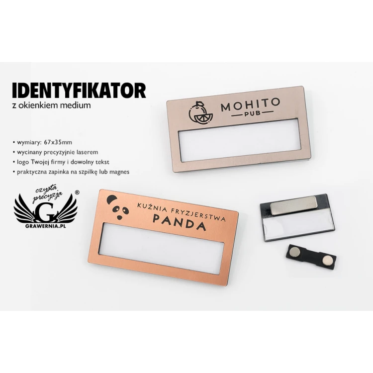 ID Badge with Window - Copper or Caffe Latte - M - Size 67x35mm - ID074