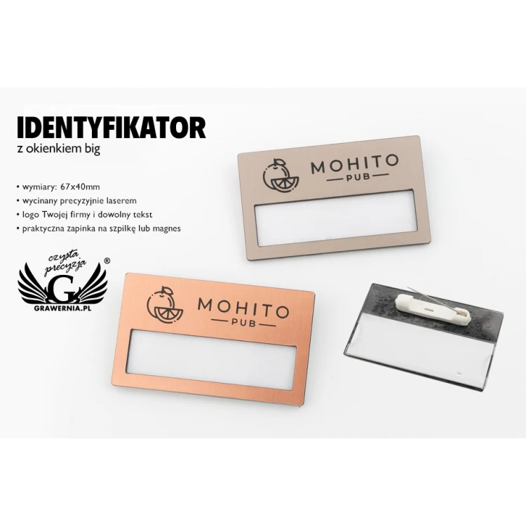 ID Badge with Window - Copper or Caffe Latte - B - Size 67x40mm - ID075