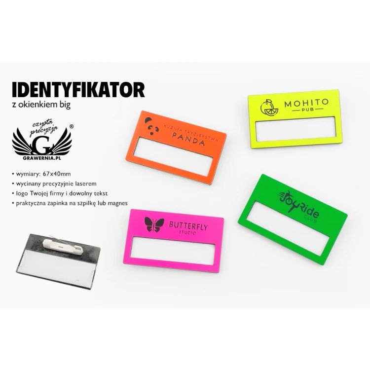 ID Badge with Window - Neon - B - Size 67x40mm - ID081