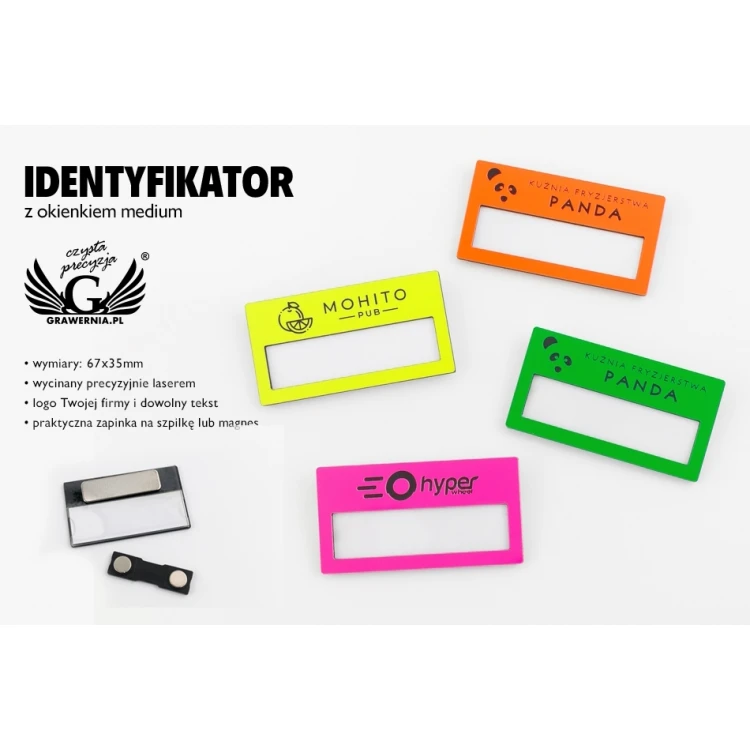 ID Badge with Window - Neon - M - Size 67x35mm - ID076