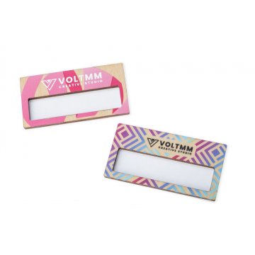 ID Badge with Window - Birch Plywood with UV Print - Size 67x35mm - ID128