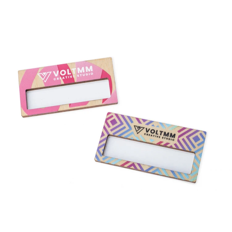 ID Badge with Window - Birch Plywood with UV Print - Size 67x35mm - ID128