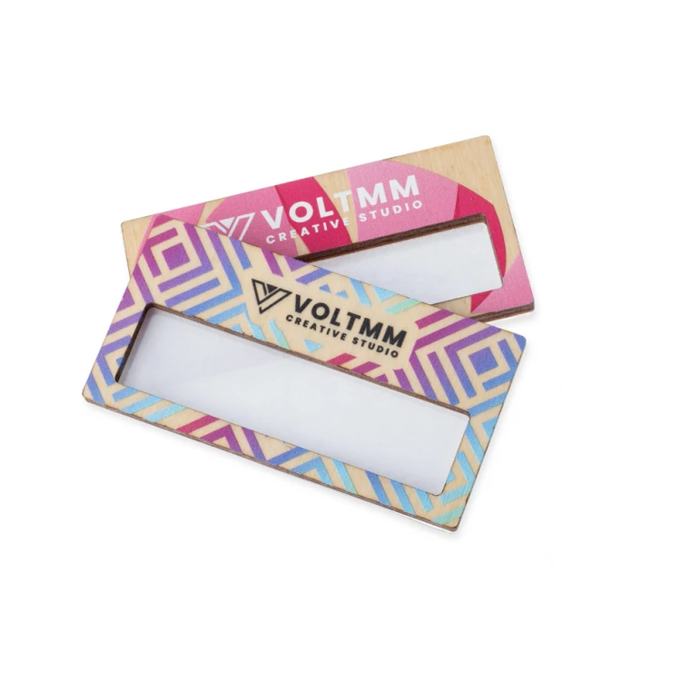ID Badge with Window - Birch Plywood with UV Print - Size 67x35mm - ID128