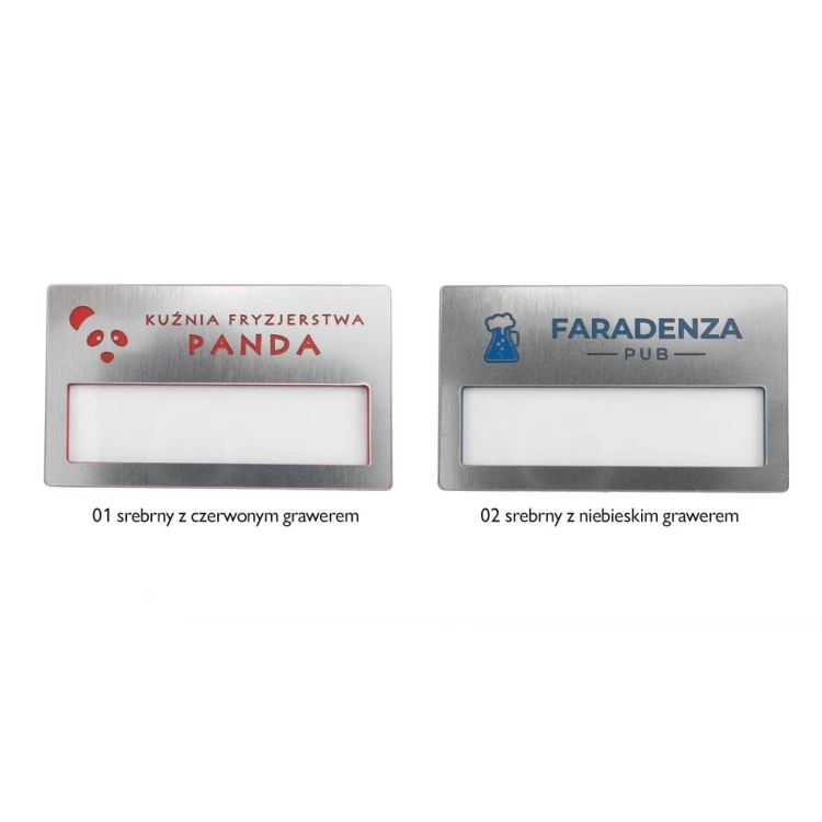 ID Badge with Window - Silver with Engraving - B - Size 67x40mm - ID079