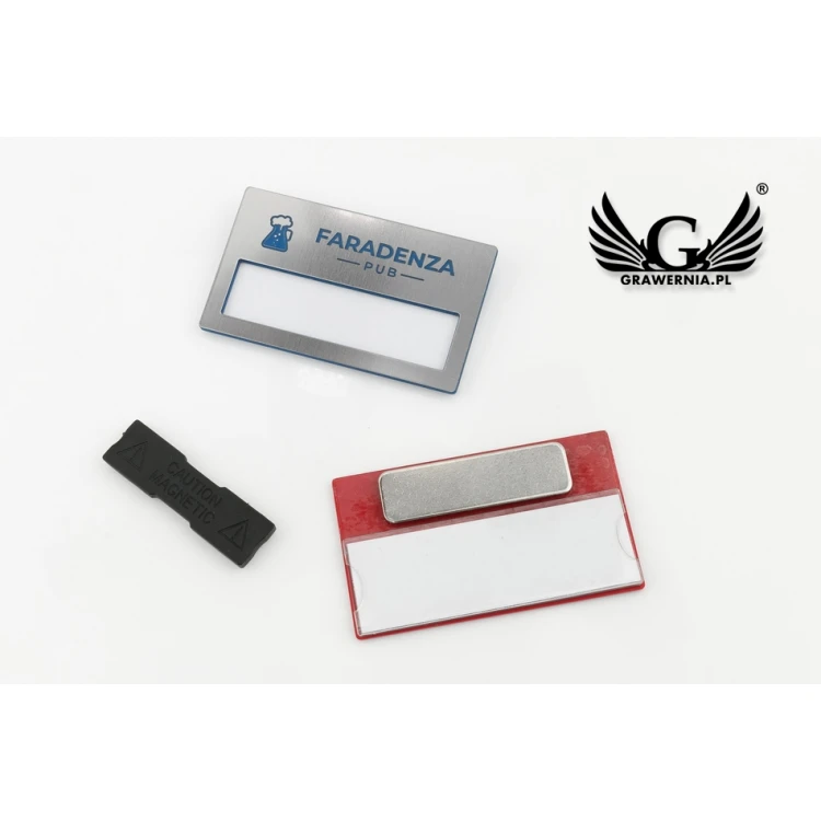 ID Badge with Window - Silver with Engraving - B - Size 67x40mm - ID079