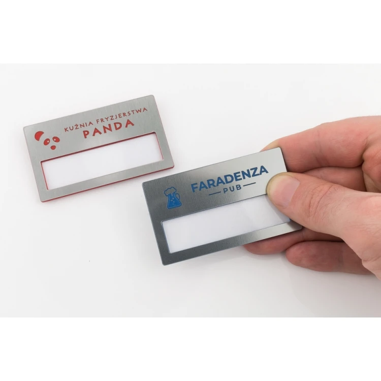 ID Badge with Window - Silver with Engraving - B - Size 67x40mm - ID079