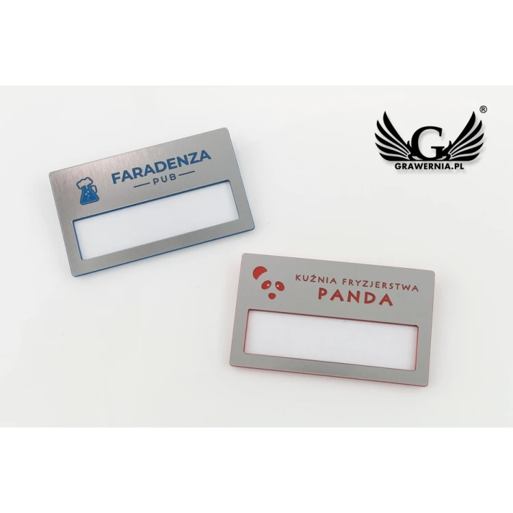 ID Badge with Window - Silver with Engraving - B - Size 67x40mm - ID079