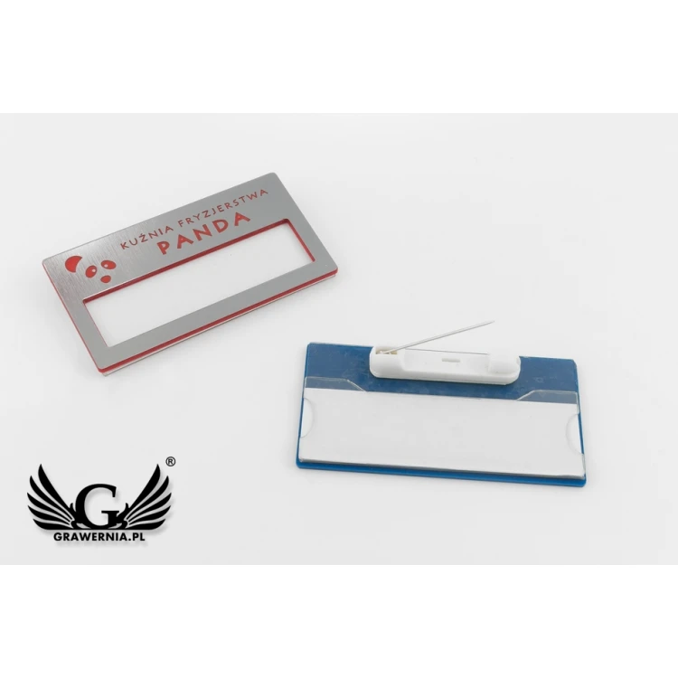 ID Tag with Window - Silver with Engraving - M - dim. 67x35mm - ID080