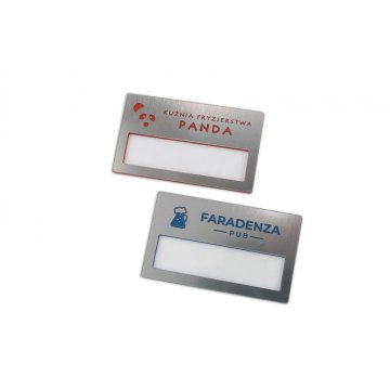 ID Badge with Window - Silver with Engraving - B - Size 67x40mm - ID079