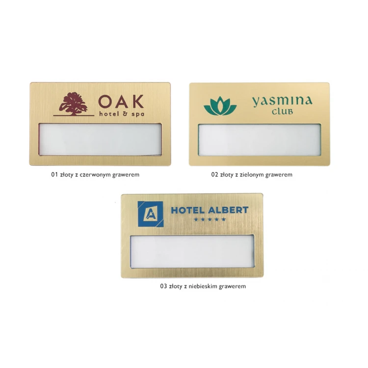 ID Badge with Window - Gold with Colorful Engraving - B - Size 67x40mm - ID072