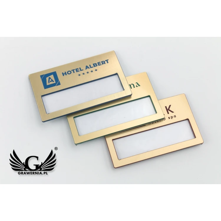 ID Badge with Window - Gold with Colorful Engraving - B - Size 67x40mm - ID072