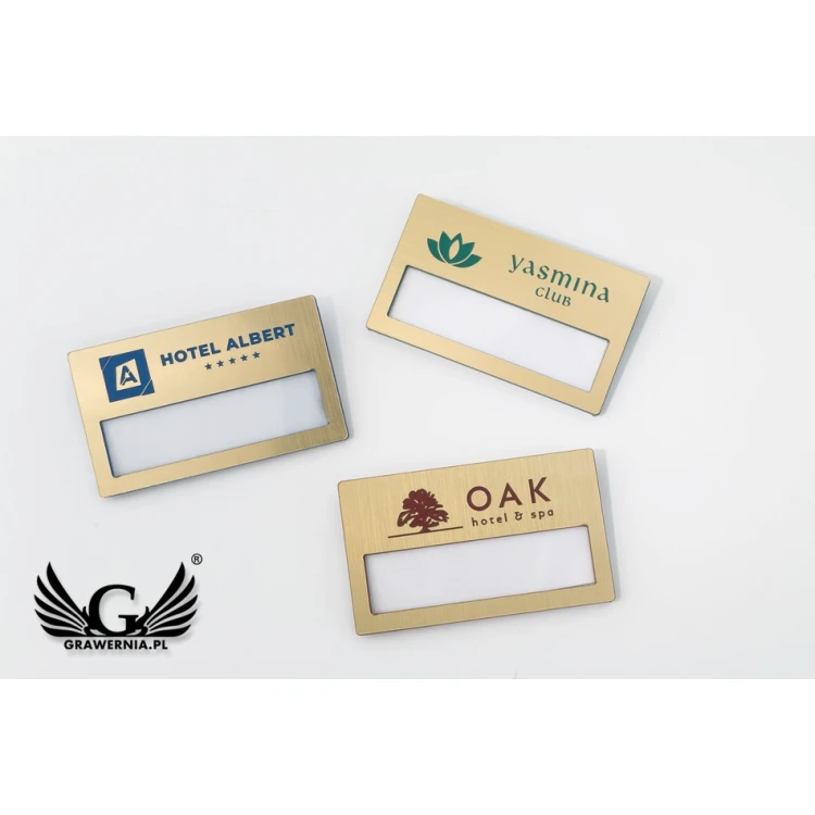 ID Badge with Window - Gold with Colorful Engraving - B - Size 67x40mm - ID072