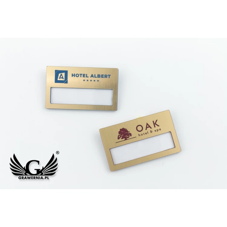 ID Badge with Window - Gold with Colorful Engraving - B - Size 67x40mm - ID072