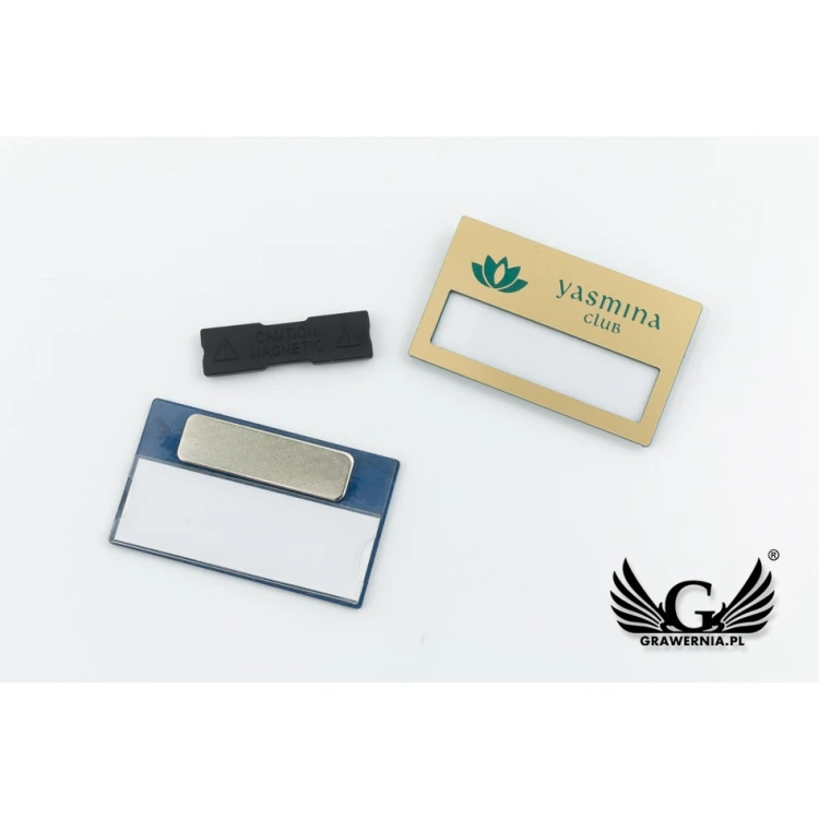 ID Badge with Window - Gold with Colorful Engraving - B - Size 67x40mm - ID072