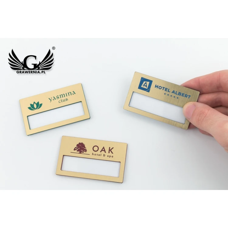 ID Badge with Window - Gold with Colorful Engraving - B - Size 67x40mm - ID072