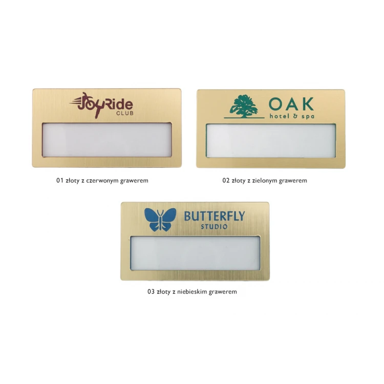 ID Badge with Window - Gold with Colorful Engraving - M - Size 67x35mm - ID073