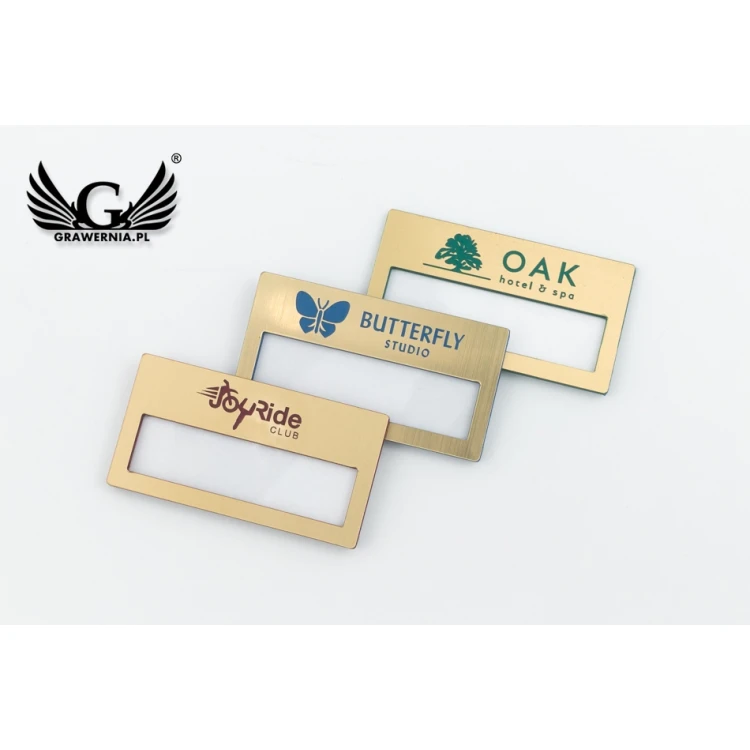 ID Badge with Window - Gold with Colorful Engraving - M - Size 67x35mm - ID073