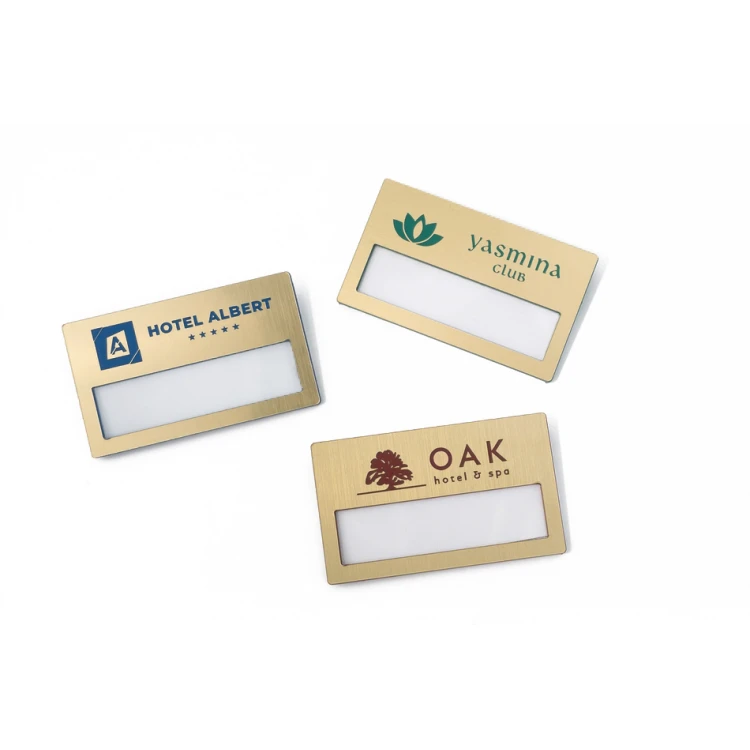 ID Badge with Window - Gold with Colorful Engraving - B - Size 67x40mm - ID072