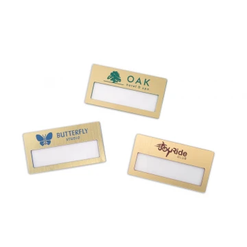 ID Badge with Window - Gold with Colorful Engraving - M - Size 67x35mm - ID073