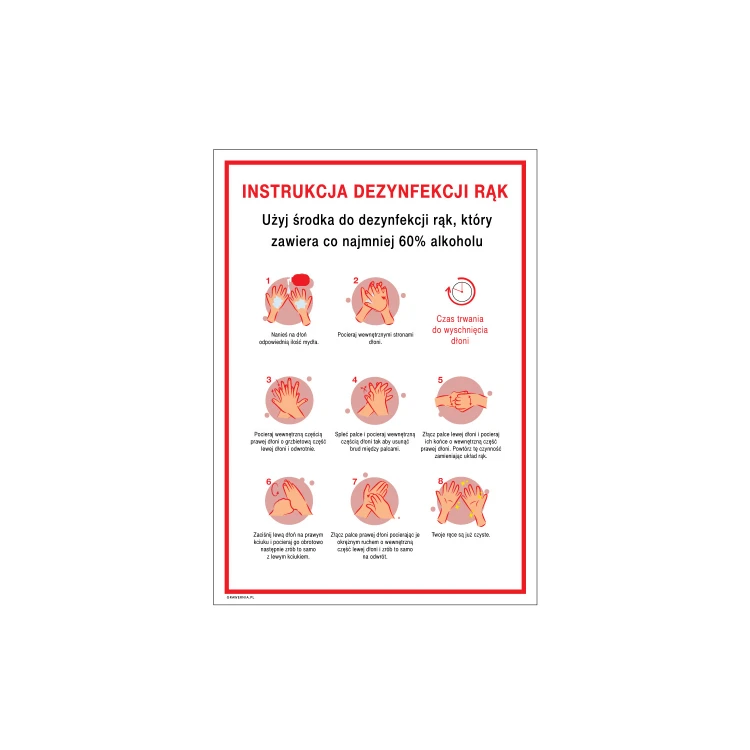 Hand Disinfection Instruction - Information Sign 245x345mm - PVC - UV Color Print - BHP146